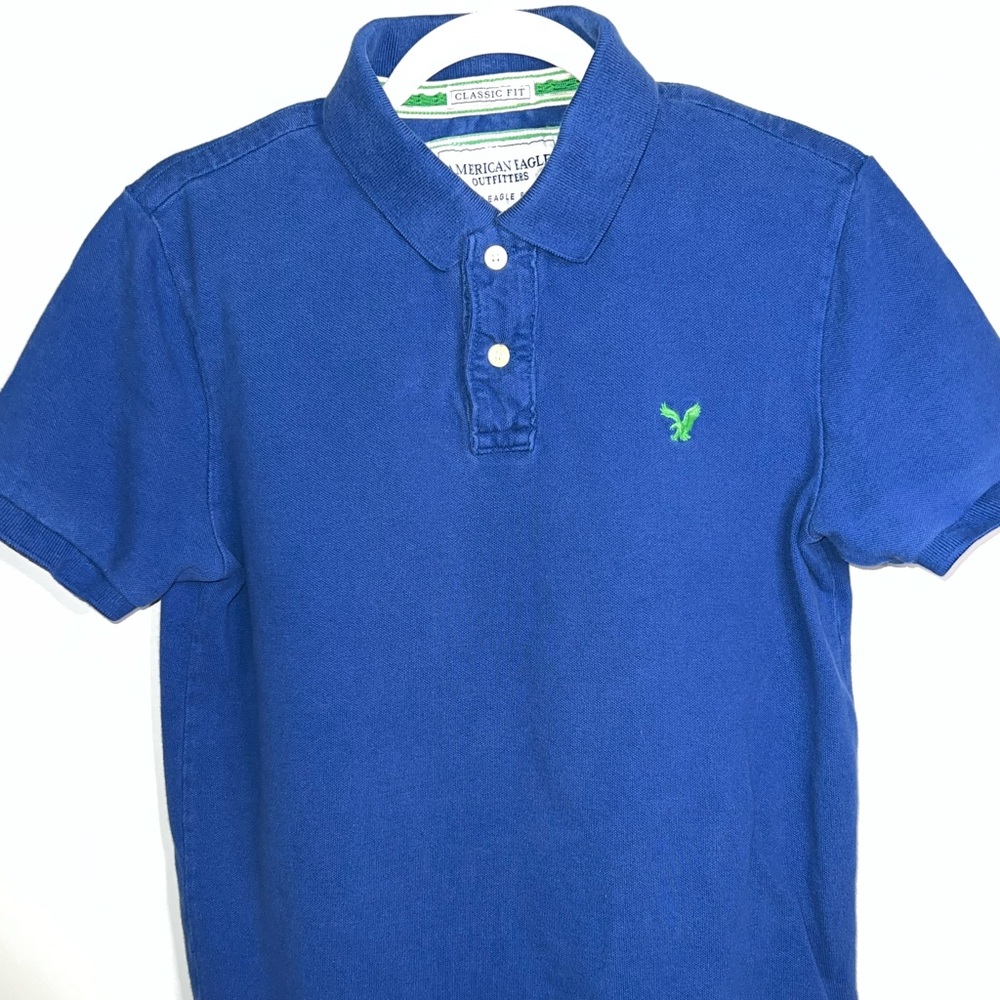 American Eagle Men’s Blue/Green Classic Fit Polo Shirt Size Small